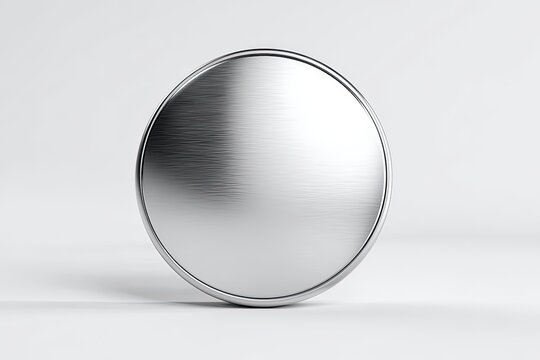 Silver Coin: a singular silver coin, captured against a clean backdrop, its surface reflecting light in a captivating manner.