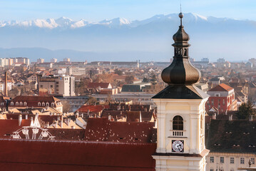 Clock Tower in Historic Center of Sibiu