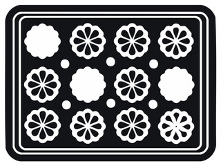 Baking tray with circular pastry molds and dots pattern