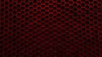 Abstract dark red honeycomb pattern with metallic sheen as a geometric background