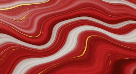 Fototapeta premium Abstract red white and gold fluid art marbling background texture