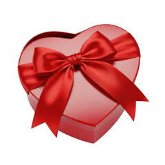 Red heart-shaped gift box with bow