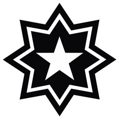 Obraz premium Eight Pointed Star Symbol Black and White Geometric Design