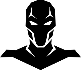 Superhero Silhouette Standing on Rock &ndash; Powerful Hero Black Vector Illustration