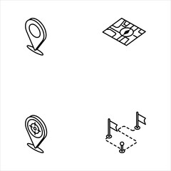 A Professional Navigational Map Icon Symbol, Showcasing Geographic Discovery and Travel Wayfinding in a Flat Design Minimalist Vector for GPS Location Success Tourism World Cartography Direction Plan.