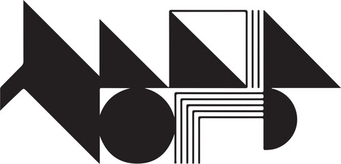 Modern geometric black abstract art, white background