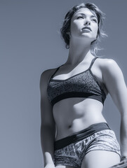 Strong Young Woman Looking Upwards