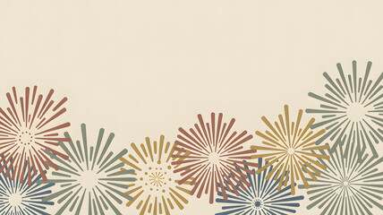 Elegant muted color firework burst pattern on a beige background for design template