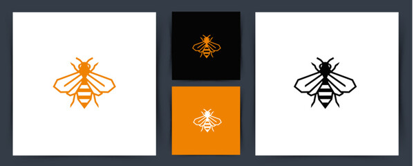 Flat minimal bee icon representing honey production, nature conservation, eco friendly branding and organic product identity for logo, UI, web and print design