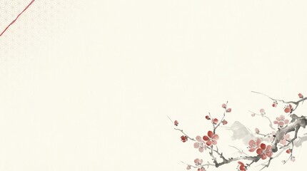 Delicate cherry blossom branches in bloom tranquil nature scene fine art illustration soft color palette aesthetic visuals serenity concept for meditation and relaxation