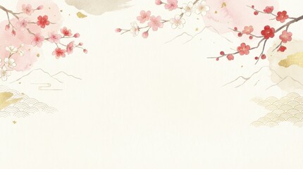 Cherry blossom festival celebration in a serene landscape artistic floral design tranquil environment vibrant colors and patterns for spring aesthetic