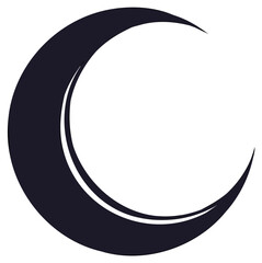 Elegant dark crescent moon icon stylized graphic art symbol