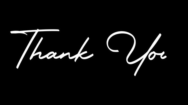 Elegant, minimalist "Thank You" text animation on a black background. Ideal for video endings, greetings, and appreciation messages.