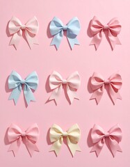 Set of colorful ribbon bows, Christmas gifts pattern