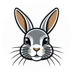 Obraz premium Rabbit face close-up illustration, vector animal graphic art with cute features