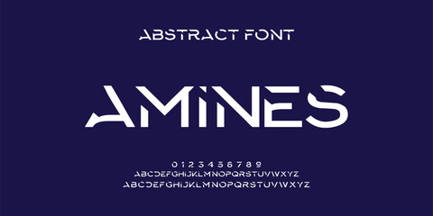 Design Modern abstract digital alphabet font. Minimal technology typography, Creative urban sport fashion futuristic font and with numbers. vector illustration. © Nomix_Art