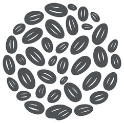 Stylized Coffee Bean Circle Illustration in Dark Gray Tones Graphic Design Simple Aesthetic