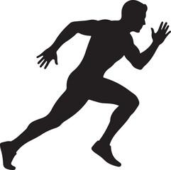 Running athlete black silhouette, clean sharp edges