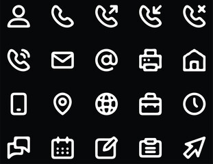 white line contact us icons vector web website icons collection design art 