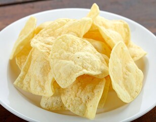 Pile of crispy chips on a plate