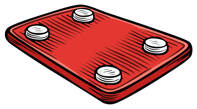 Traditional red carrom board game with coins vector illustration