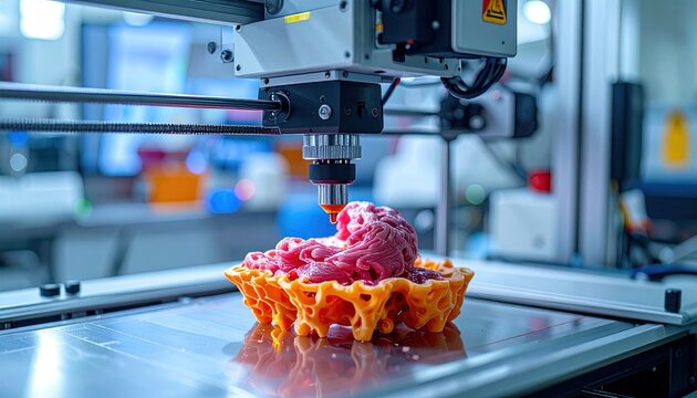 3D food printer creating a dessert with precision and innovation.
