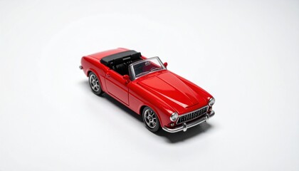 A Sleek Red Convertible Car on a White Background.