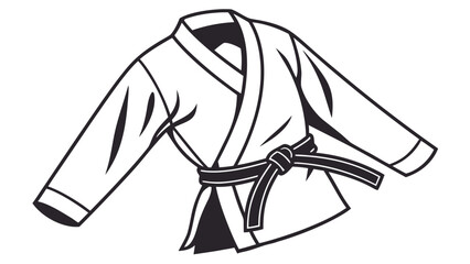 Vector illustration a black and white illustration of a martial arts uniform with a belt