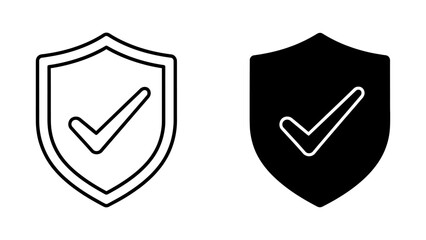 Security Shield and Checkmark Icons: Outline and Glyph Styles