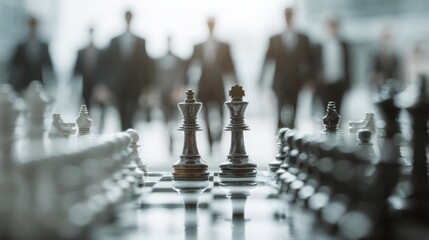 A chess board with two black pieces in the middle