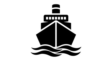 Cruise Ship Icon &ndash; Black Ocean Liner Silhouette for Travel and Maritime Logistics