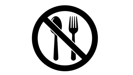 No Eating or Food Prohibited Sign Icon Vector Illustration