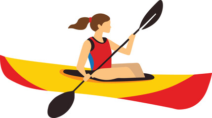 Kayaking Girl Vector on Transparent Background

