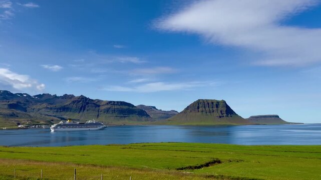 landscape with bay and mountains in Iceland