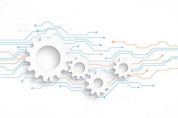 Abstract industrial background featuring golden metallic interlocking gears and glowing tech elements