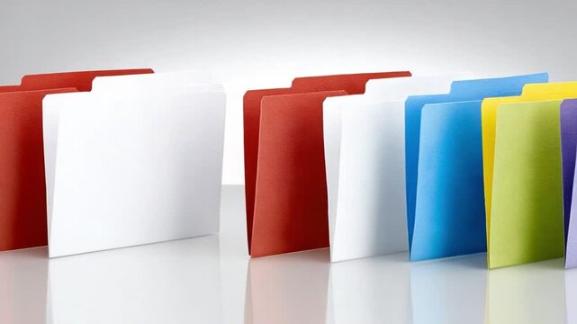 File Folders in a Row: An organized row of vibrant file folders showcases a spectrum of colors, each holding the potential for essential information, data and documentation.