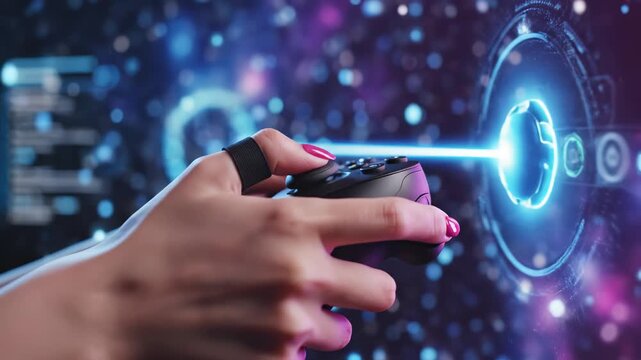 Hands holding a gaming controller