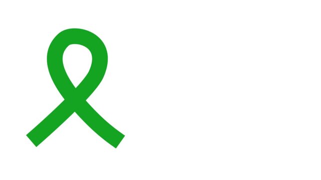 animated Gallbladder and Bile Duct cancer awareness month green glossy satin ribbon reveal white background for campaign 3d animation with copyspace space for text empty frame alpha channel video clip