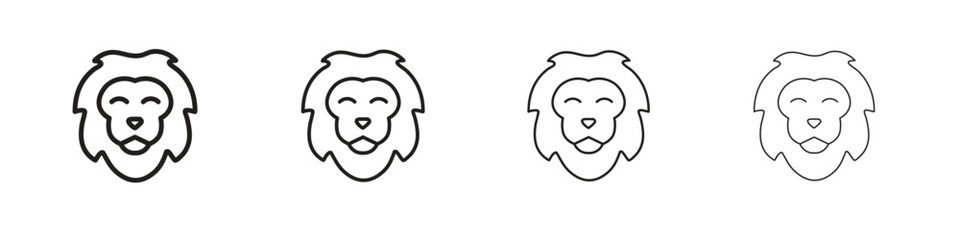 Fototapeta premium Lion head icons, Set of linear icons. Black linear palm icons