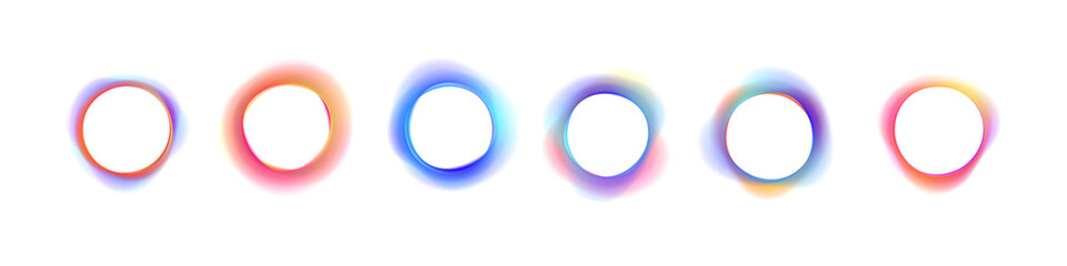 Set of neon circles PNG with gradient highlights. Bright glowing rings with soft luminous edges....