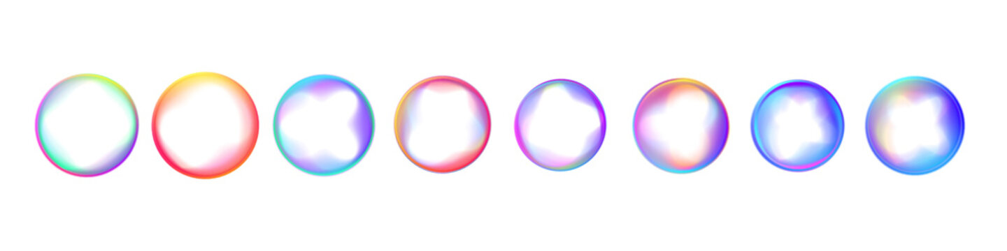 Set of neon circle PNG with gradient highlights. Bright luminous round shape with smooth light. Futuristic glowing ring element.