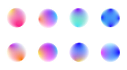 Iridescent gradient shape circle with liquid streaks, floating holographic drops, rainbow colors blending across soft mesh, luminous neon shimmer, glowing round banner PNG.