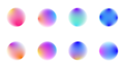 Iridescent gradient shape circle with liquid streaks, floating holographic drops, rainbow colors blending across soft mesh, luminous neon shimmer, glowing round banner PNG.