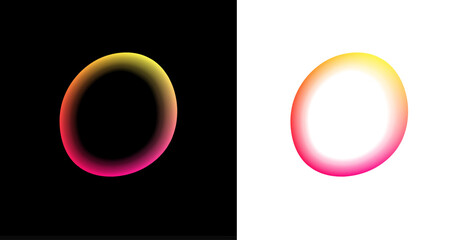 Circular neon element PNG with soft gradient light. Bright glowing round, circle shape with smooth edges. Futuristic digital luminous ring.