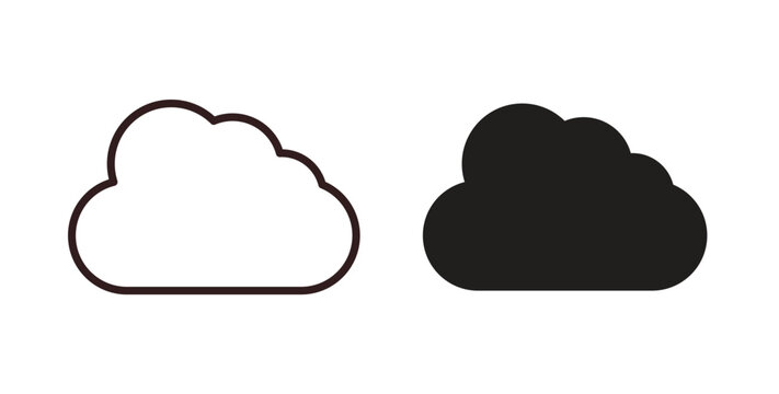 Cloud icons. thin line and glyph vector icons pack on white background