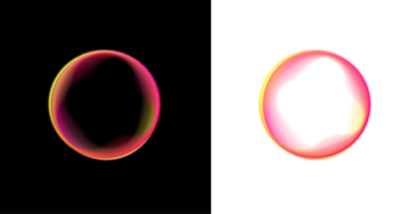 Soft neon gradient circle with scattered holographic drops, colorful blots inside liquid mesh, rainbow colors blending, subtle shimmer, glowing edges, luminous round banner PNG.