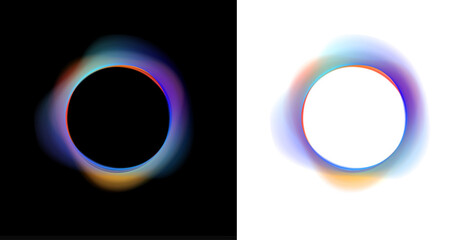 Set of neon circles PNG with gradient glow. Bright luminous rings with smooth edges. Futuristic abstract digital round shapes.