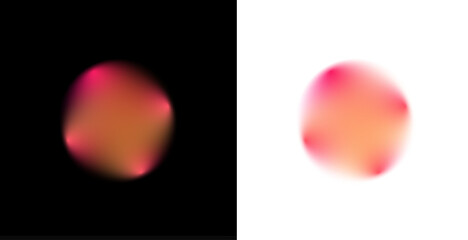 Iridescent gradient circle with floating liquid droplets, blurred mesh overlay, rainbow colors blending smoothly, subtle shimmer, luminous edges, round banner PNG.