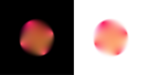 Iridescent gradient circle with floating liquid droplets, blurred mesh overlay, rainbow colors blending smoothly, subtle shimmer, luminous edges, round banner PNG.