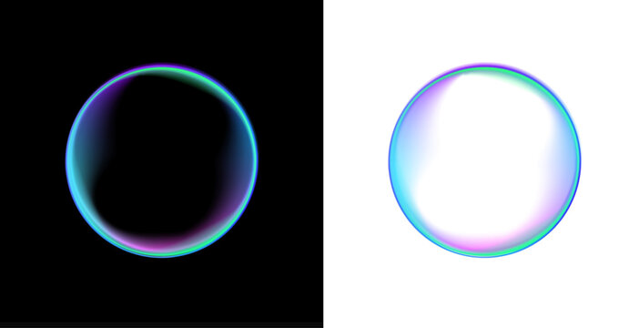 Glowing neon circle holds a liquid bubble inside a PNG frame. The gradient sphere reflects smooth neon lines. Small particles float along the liquid shape.